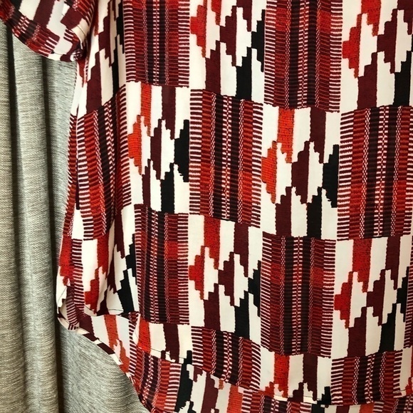 Michael Michael Kors Red & Cream Southwestern Print Sheer Short Sleeve Top Small - Picture 5 of 13